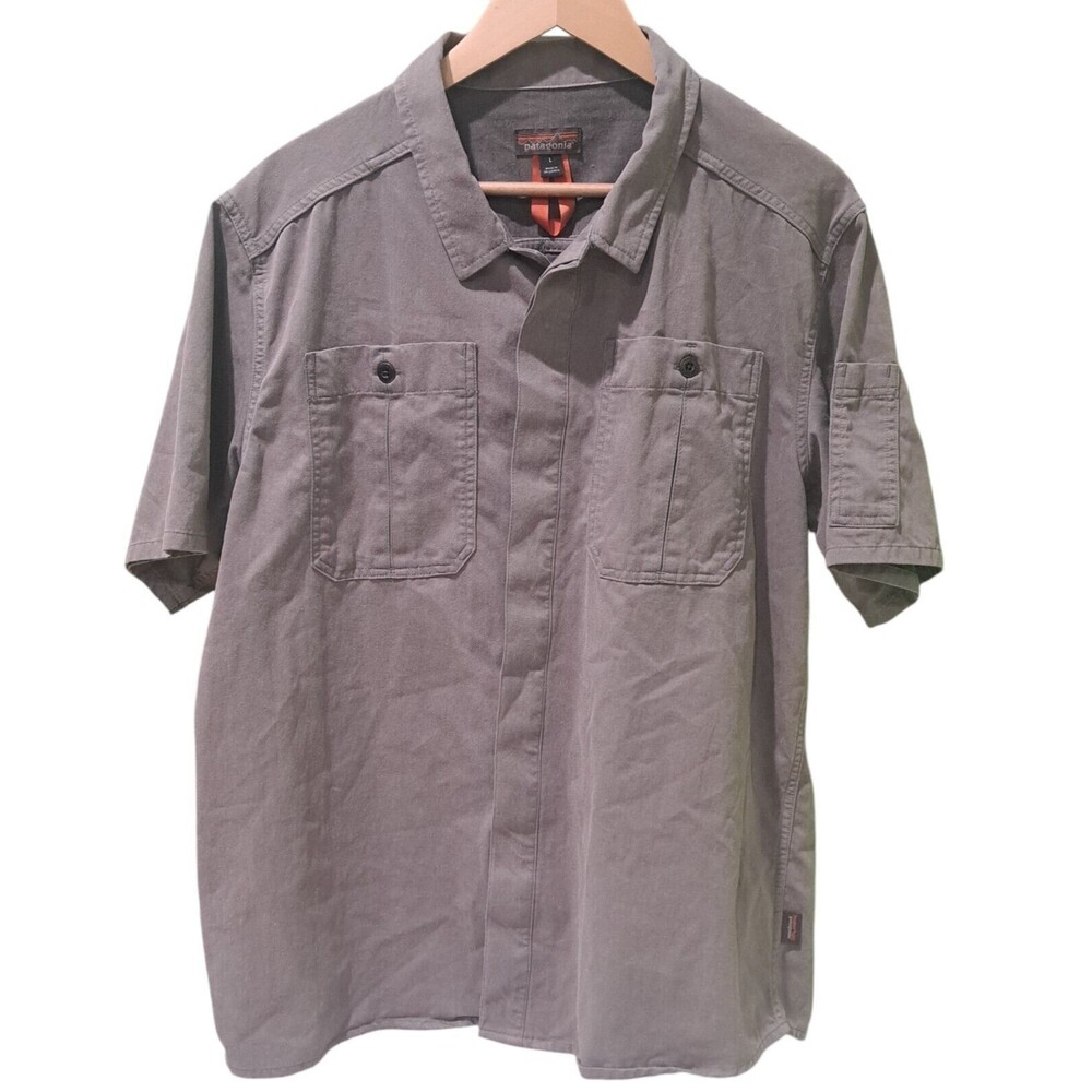 Patagonia Worn Wear Grey  Organic Cotton Short Sleeve  Shirt L  53295